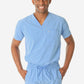 TiScrubs Men's Ceil Blue Double-Pocket Scrub Top Only Tucked Top Front