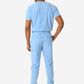 TiScrubs Men's Stretch Ceil Blue Jogger Scrub and Double-Pocket Top Tucked Full Body Back