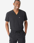 TiScrubs Men's Real Black Double-Pocket Top Only Tucked Front