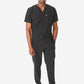 TiScrubs Men's Real Black Double-Pocket Scrub Top Untucked and 9-Pocket Full Body Front