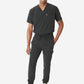 TiScrubs Men's Real Black Double-Pocket Top Tucked and Joggers Full Body Front