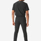 TiScrubs Stretch Real Black Jogger Scrub Pants and Double Pocket Top Tucked Full Body Back