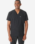 TiScrubs Men's Real Black Double-Pocket Top Only Untucked Front