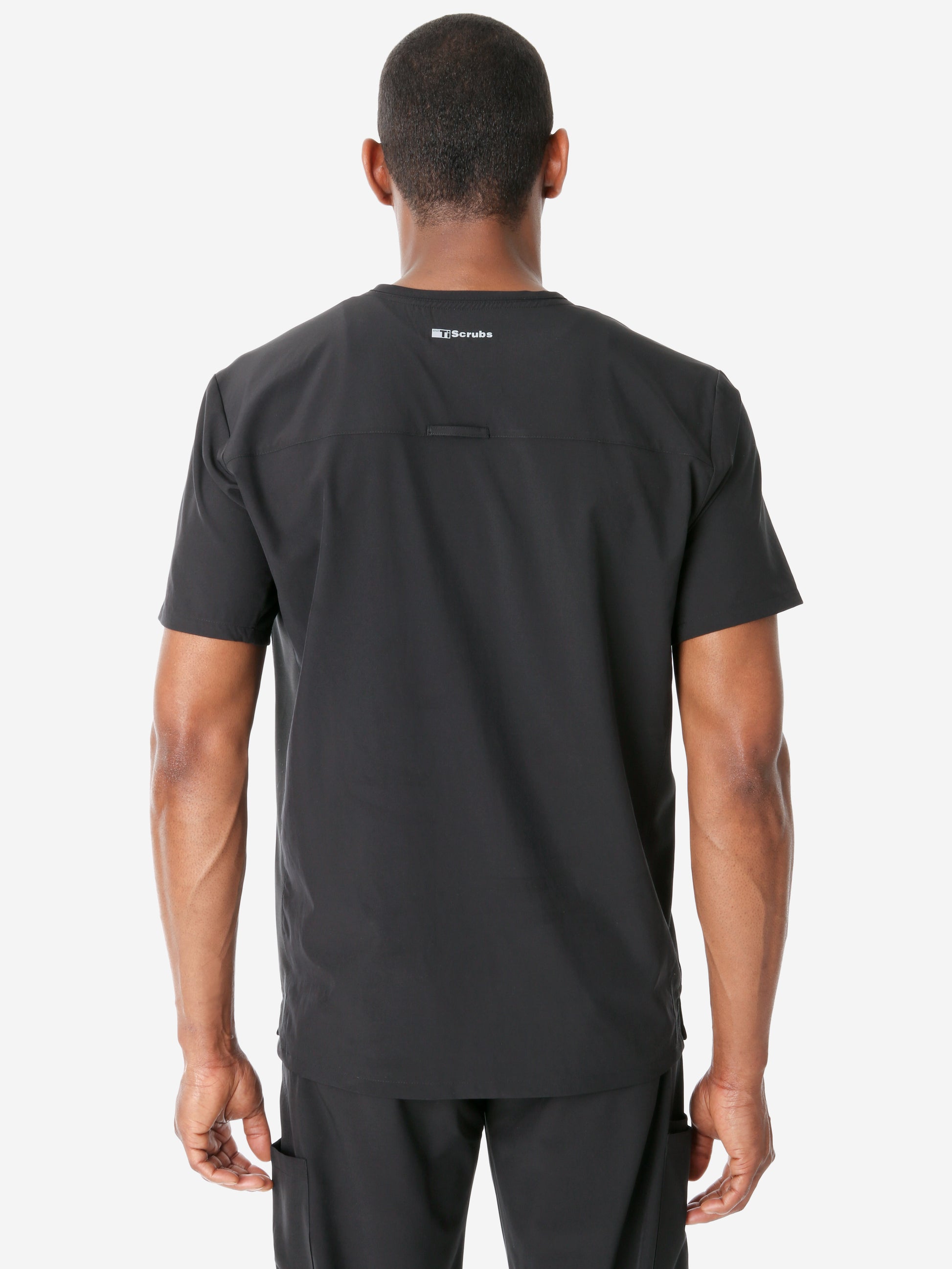 TiScrubs Men's Real Black Double-Pocket Top Only Untucked Back