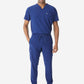 Men's Double-Pocket Scrub Top Navy Blue Tucked Front View
