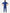 Men's Double-Pocket Scrub Top Navy Blue Untucked Back View with 9-Pocket Pants