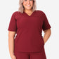 TiScrubs Women's Bold Burgundy Stash-Pocket Scrub Top Top Only Front