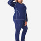 Women's Mesh Scrub Jacket Navy Blue Side View Full Body Plus Navy Stretch Scrubs