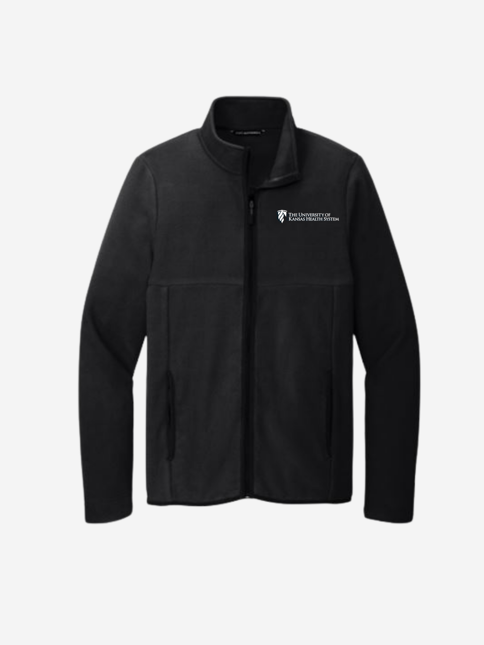Port Authority Fleece Zipper Jacket with University of Kansas Health System Logo Black Front View