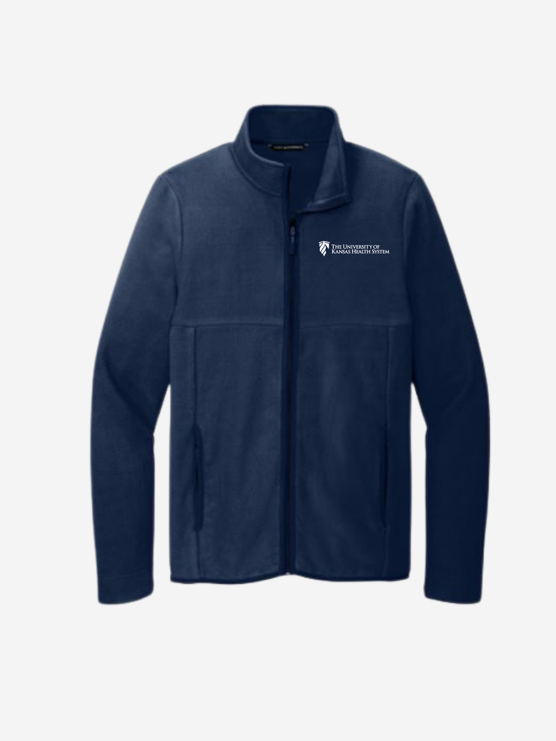 Port Authority Fleece Zipper Jacket with University of Kansas Health System Logo Navy Front View