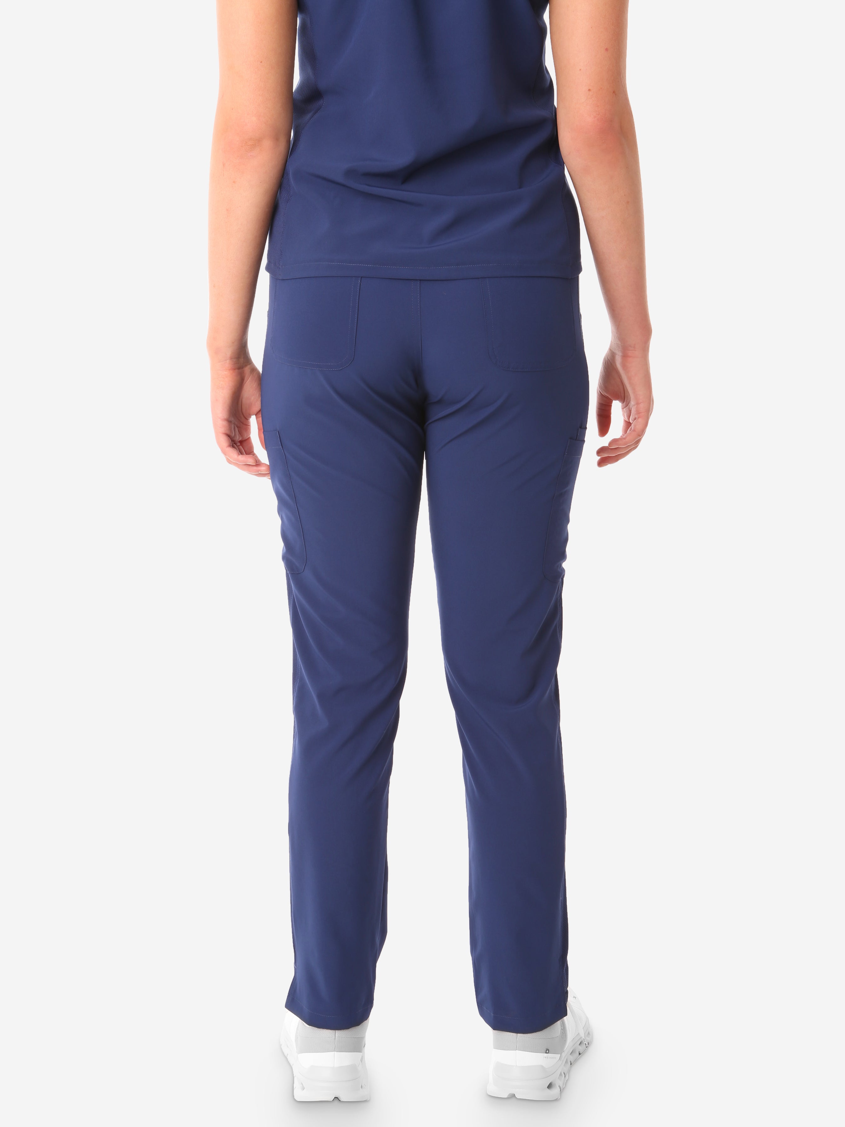 TiScrubs Navy Blue Women&#39;s Stretch 9-Pocket Pants Back View Full Body
