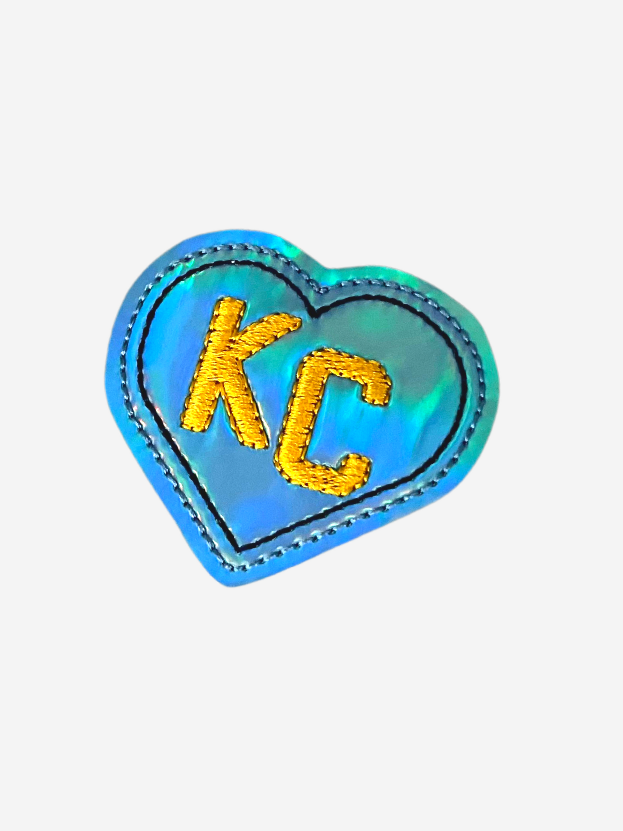 Badge Reel Accessory Charlie Hustle Light Blue Yellow Heart