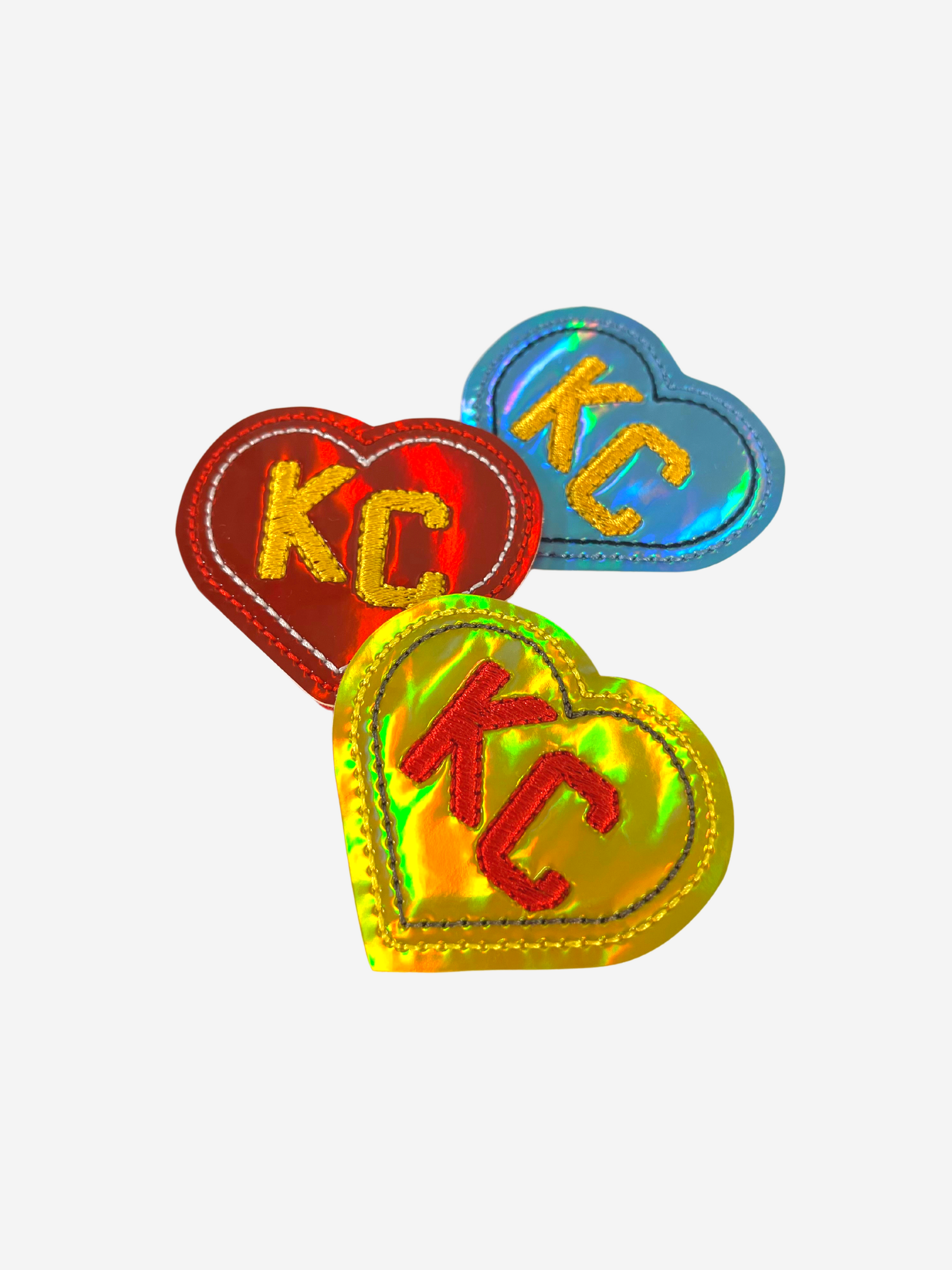 Badge Reel Accessories Charlie Hustle KC Hearts Red Gold Light Blue