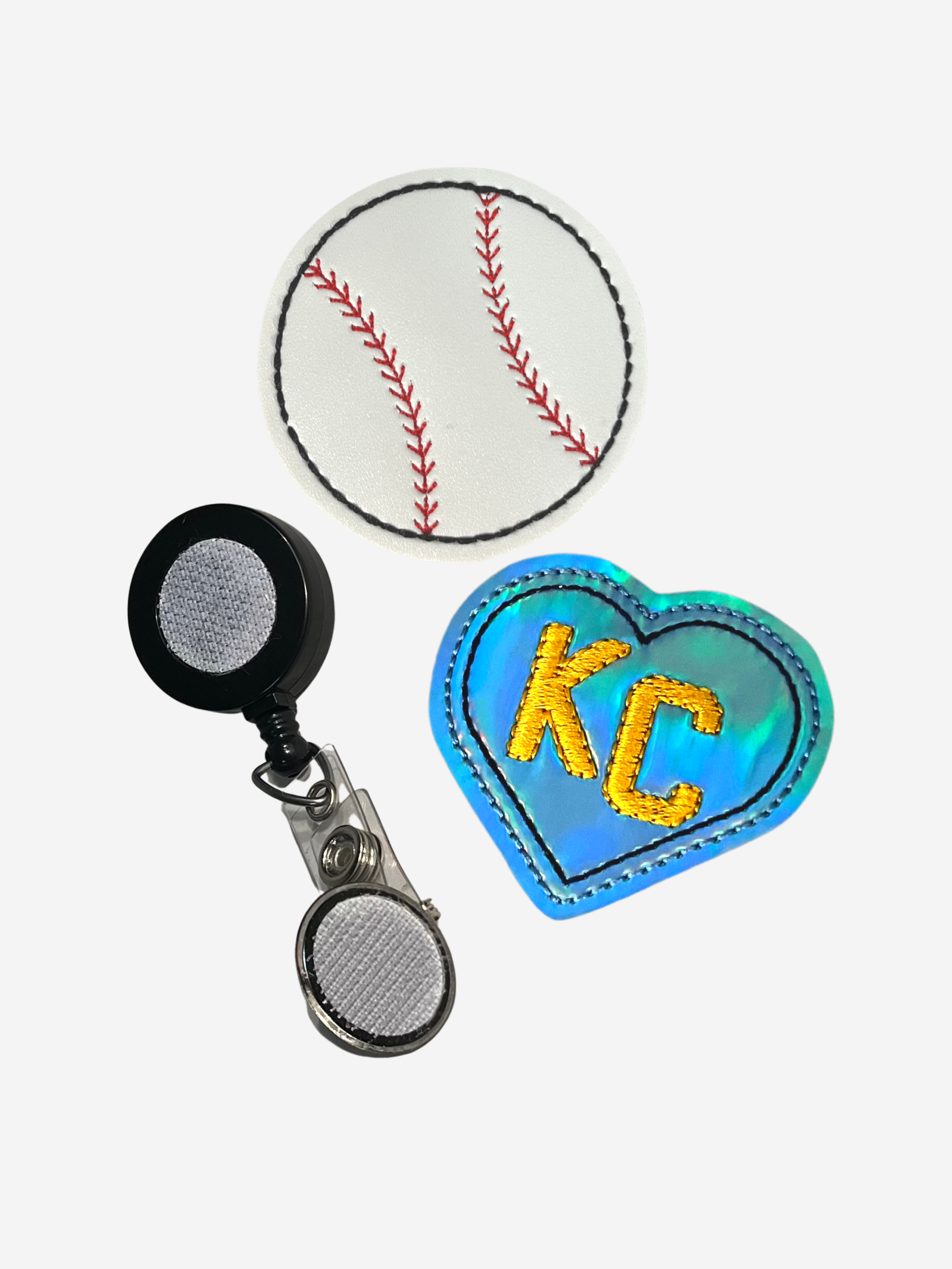 Badge Buddies Reel Charlie Hustle Blue Kansas City Heart Baseball