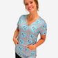 Women's Charlie Hustle All-Over Heart Scrub Top Turquoise Kansas City Women's Soccer