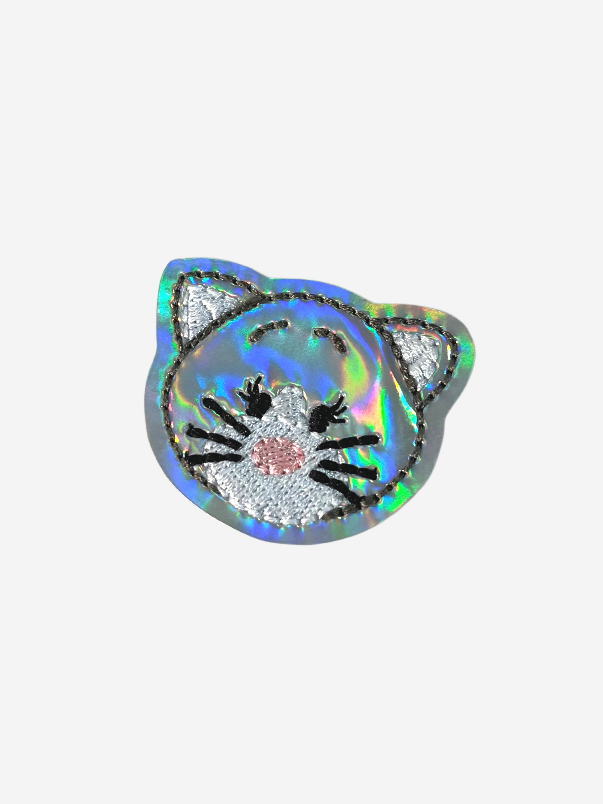 Badge Reel Accessory Gray iridescent Cat Killer Kitty Kitten