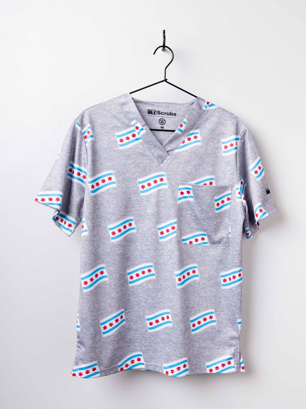 Men's "Flag of Chicago" Scrub Top Chitown Clothing Scrub Tops TiScrubs