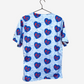 Men's Charlie Hustle All-Over Heart KU Basketball Colors Kanasas 3-Pocket Scrub Top Back