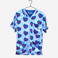 Men's Charlie Hustle All-Over Heart KU Basketball Colors Kanasas 3-Pocket Scrub Top Front 