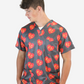 Charlie Hustle All-Over KC Heart Red Gold Scrub Top Male Model