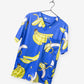 Men's Banana Print Scrub Top with 3 pockets in Royal Blue and vneck