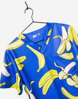 Men's Banana Print Scrub Top with 3 pockets in Royal Blue