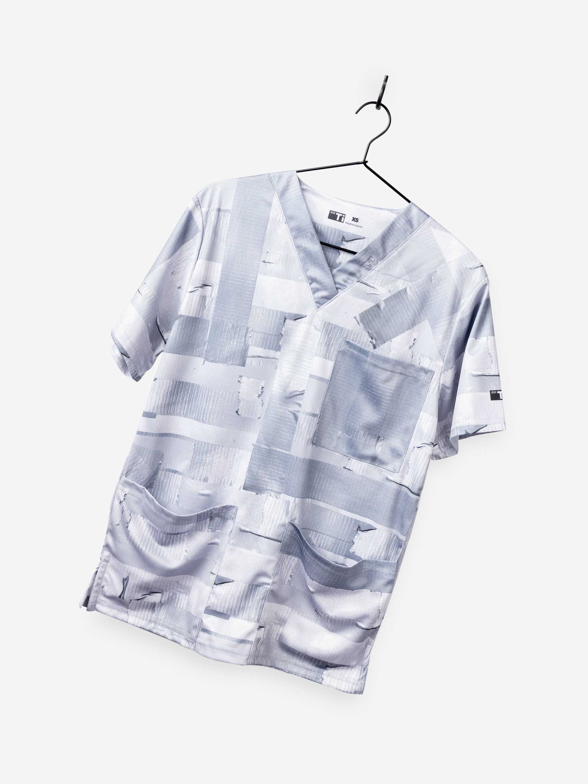 Funny Duct Tape Print Scrub Top For Men with 3 pockets stretch