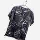 ophthalmology print scrub top black with white eye charts stretch fabric