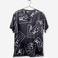ophthalmology print scrub top black with white eye charts and 3 pockets