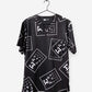 ophthalmology print scrub top black with white eye charts one pocket
