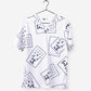 ophthalmology print scrub top white with black eye charts one pocket