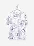 ophthalmology print scrub top white with black eye charts one pocket
