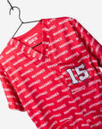 Men's NFL Patrick Mahomes Jersey Print Scrub top with 3 pockets in red and white