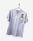 Men's Russell Wilson Quarterback Scrub Top with athletic heather gray fabric