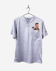 Men's NFLPA Tom Brady Scrub Top in dark gray with 1 pocket
