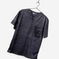 Men's Cool Print Scrub Top with Athletic Stripes and Static in Black performance fabric