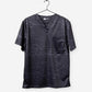 Men's Cool Print Scrub Top with Athletic Stripes and Static in Black with Chest Pocket