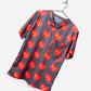 Men's Charlie Hustle Print Scrub Top with KC Heart All Over Pattern in Red and Gold and heather gray performance fabric