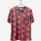 Men's Charlie Hustle Print Scrub Top with KC Heart All Over Pattern in Red and Gold and heather gray