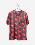Men's Charlie Hustle Print Scrub Top with KC Heart All Over Pattern in Red and Gold and heather gray