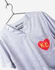 Men's Charlie Hustle KC Heart Scrub Top in Red and Yellow with 3 Pockets heather gray