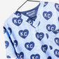 Men's Charlie Hustle Print Scrub Top with KC Heart All Over Pattern in Navy and Ceil Blue and heather gray