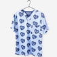 Men's Charlie Hustle Print Scrub Top with KC Heart All Over Pattern in Navy and Ceil with chest pocket
