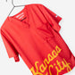 Men's Charlie Hustle Print Scrub Top with Kansas City Script in Red and Gold with Vneck