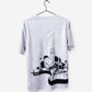 Men's Kansas City Skyline Print Scrub Top in heather gray with wrap around artwork