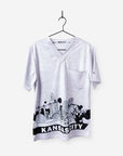 Men's Kansas City Skyline Print Scrub Top in heather gray