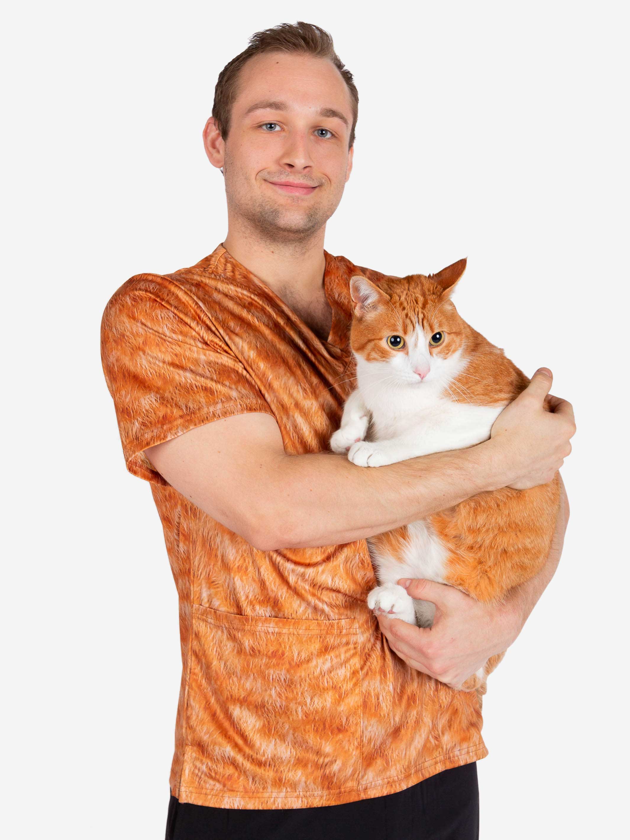 Men&#39;s Veterinary Animal Print Scrub Top for animal lovers