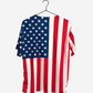 Men's American Flag USA patriotic scrub top one chest pocket back