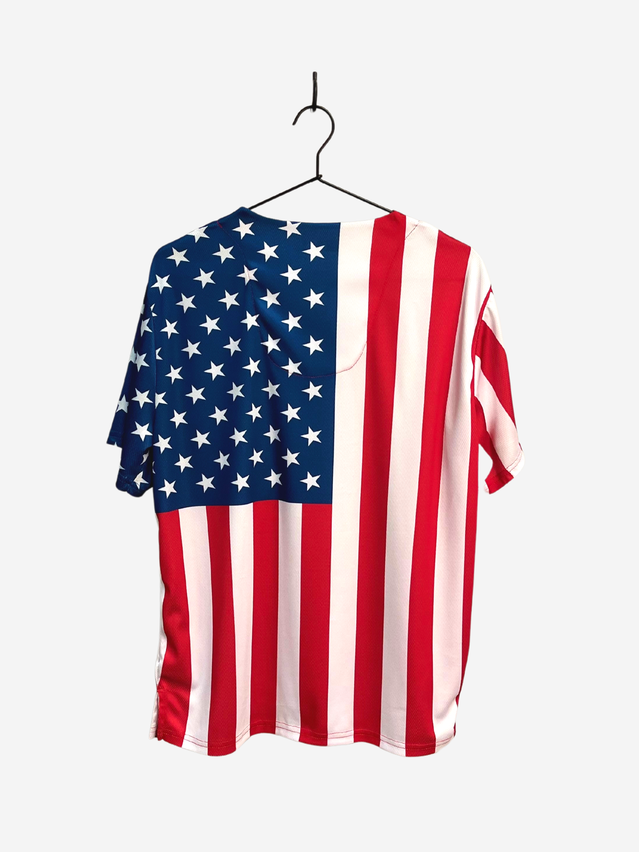 Men's American Flag USA patriotic scrub top one chest pocket back