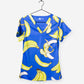 Women's Funny Banana Print Scrub Top Pattern in Royal Blue